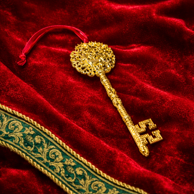 Golden Santa Magic Key with Reindeer Filagree - 7"