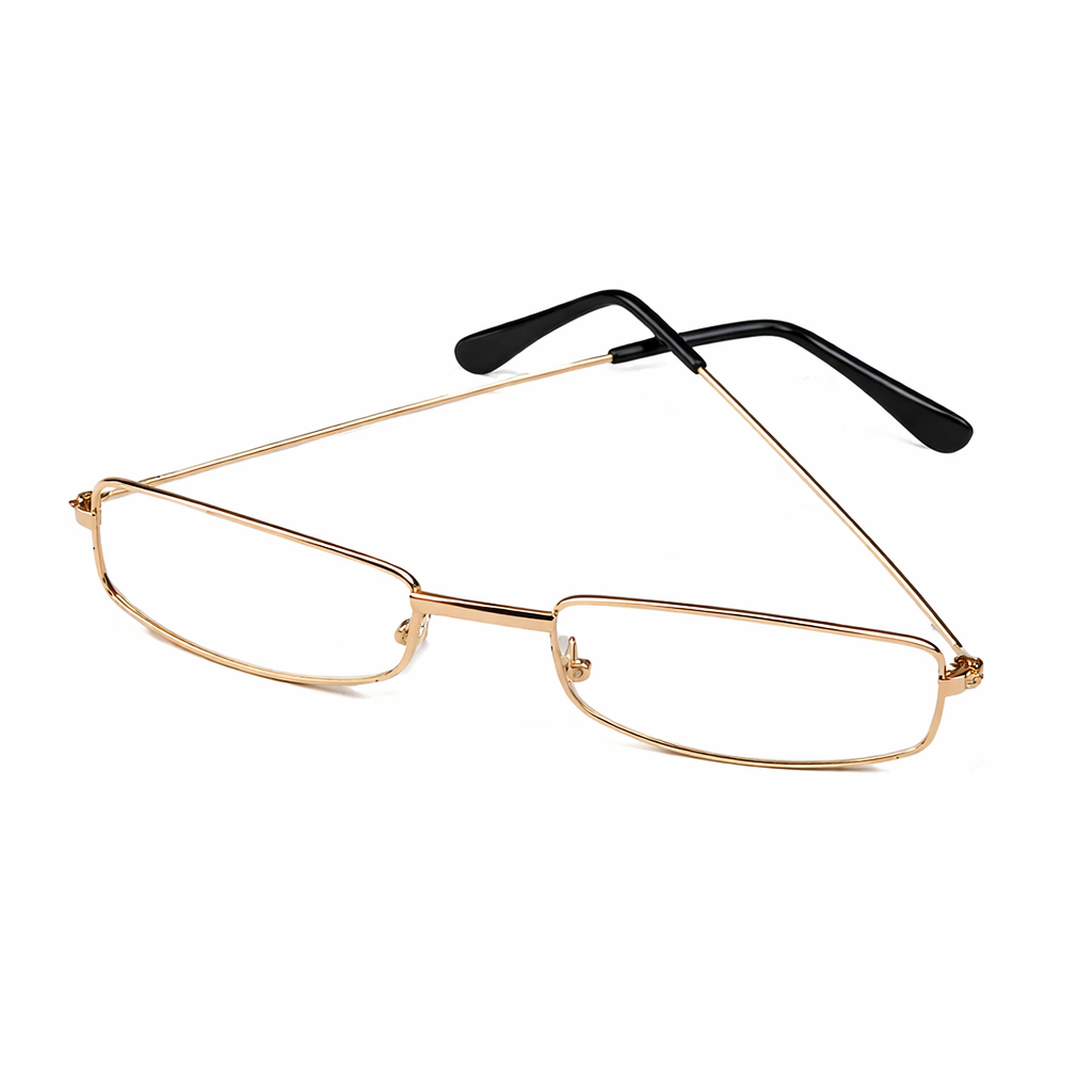 5" Wide Rectangle Gold Rim Santa Glasses by HALCO