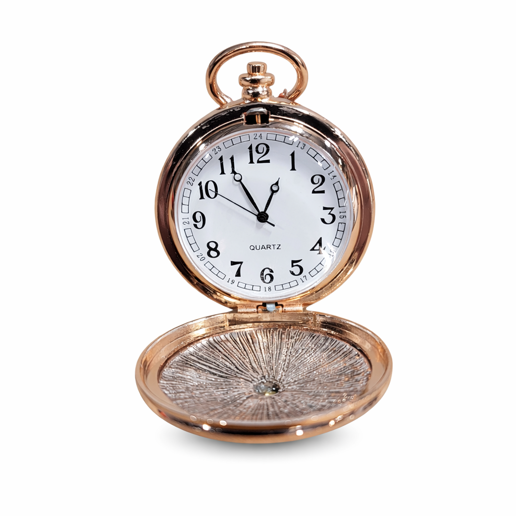 Red and Green Jeweled Rose Gold Pocket Watch for Santa