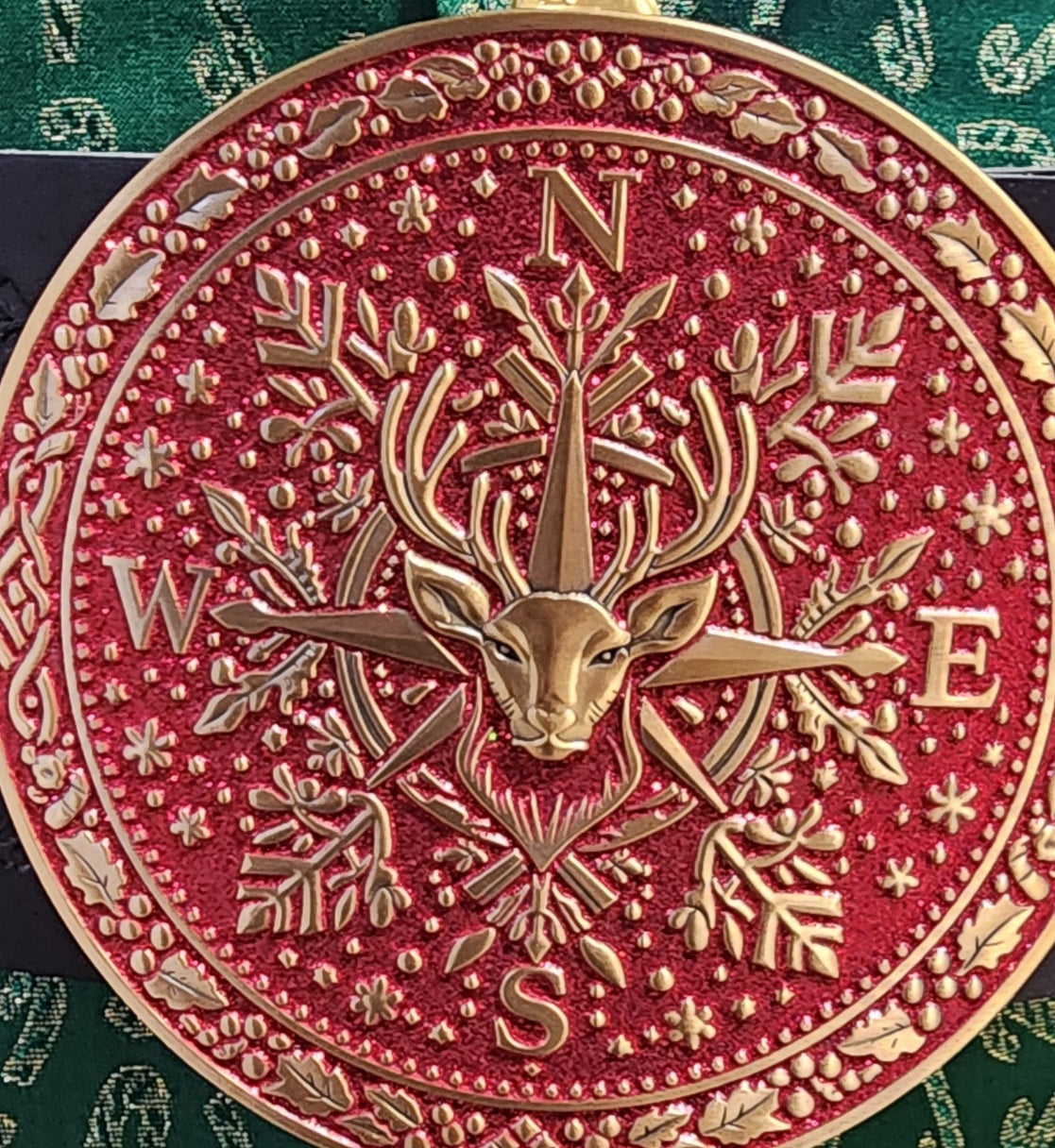 Nordic Reindeer Red Snowflake Santa Belt Buckle for up to 4" Belts