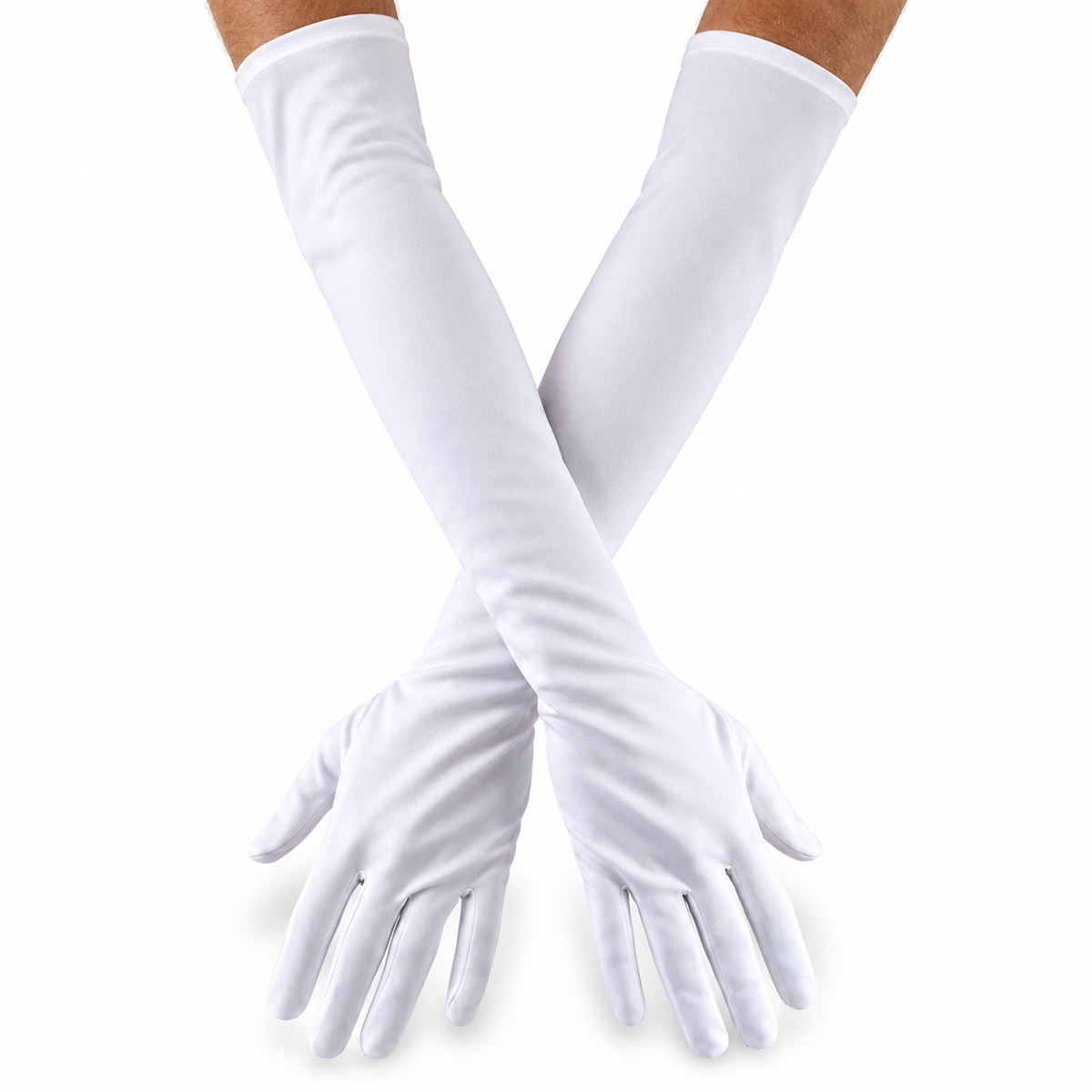 20 Inch Long Pair of White Santa Gloves