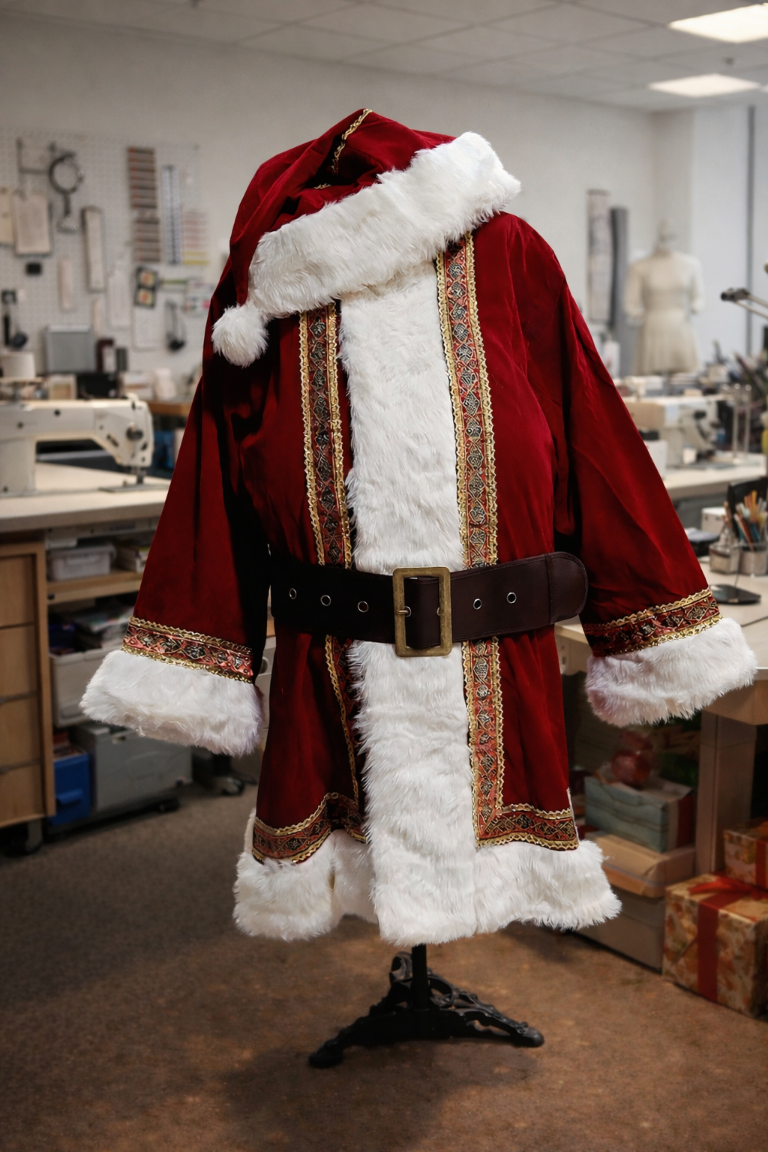 Hooded Santa Suit with Brocade Trim and Hat - XL