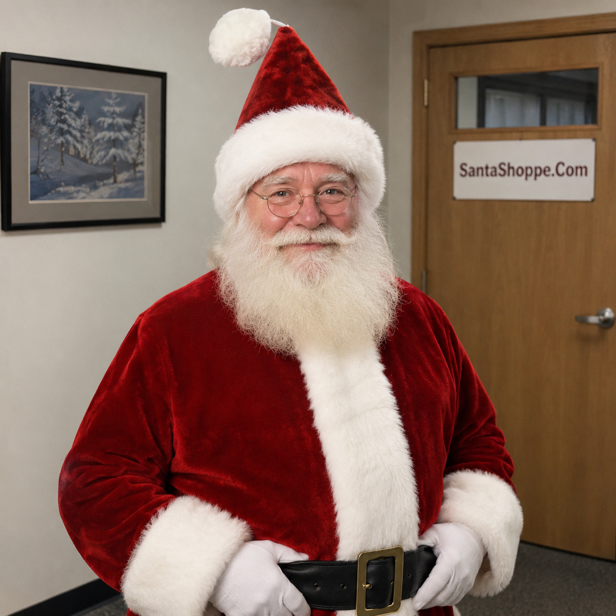 Plush Burgundy Santa Hat with Fir by Santa Shoppe - Medium 22"