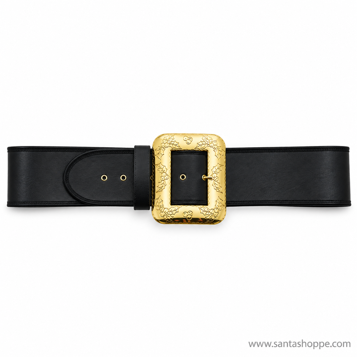Black Naugahyde Santa Belt with Decorative Cast Buckle - L