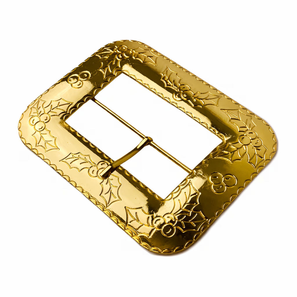 Gold Tone Replacement Buckle with Holly for 3.75 Inch Belt