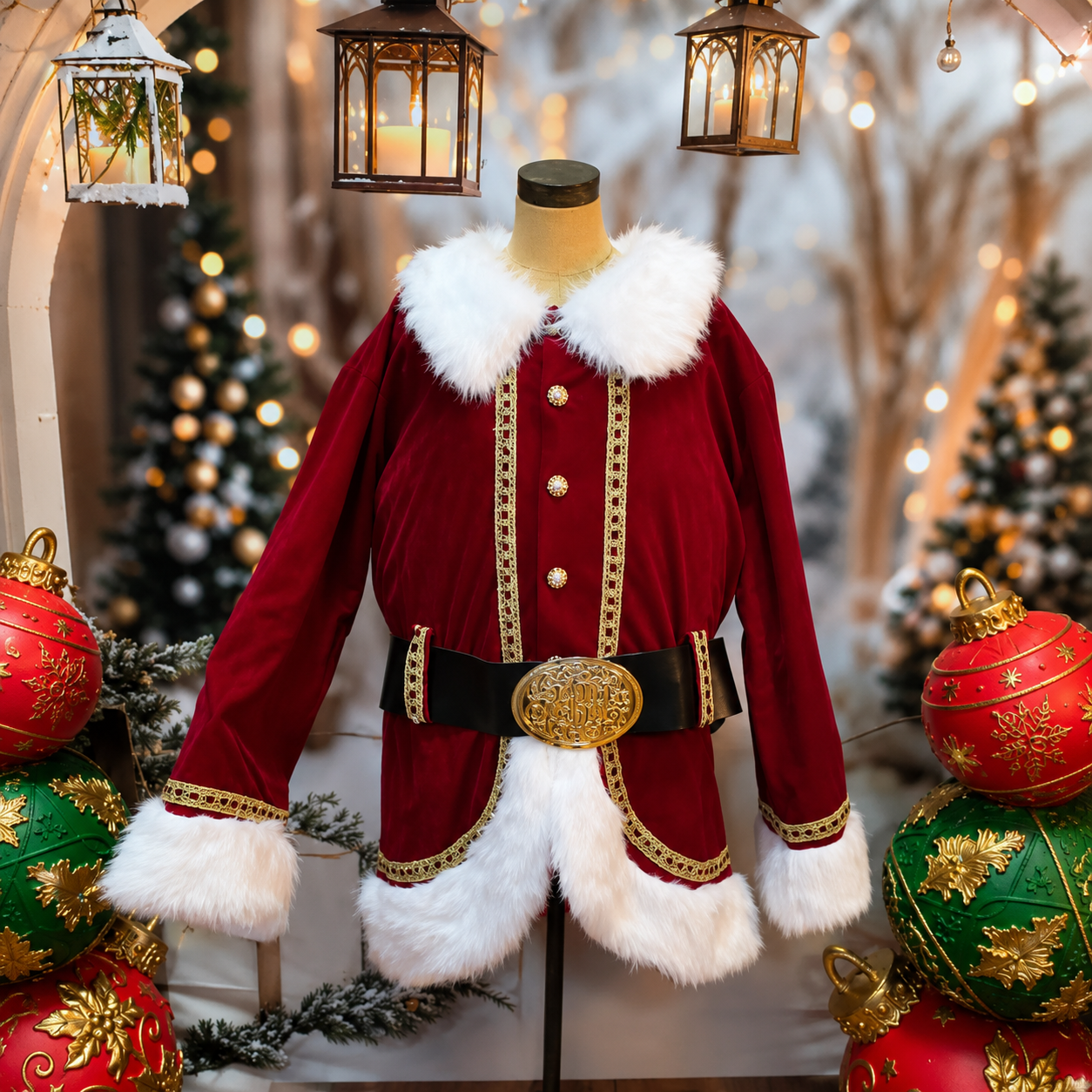 Affordable Cola Santa Suit with Peter Pan Collar - SIZE 2XL