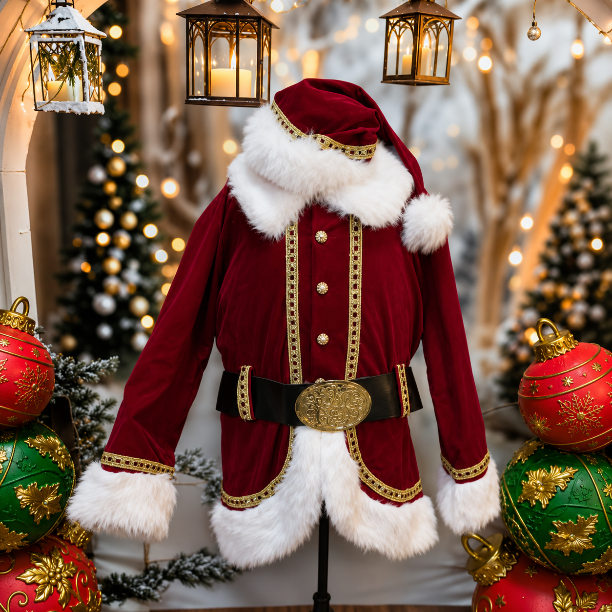 Affordable Cola Santa Suit with Peter Pan Collar - SIZE 2XL