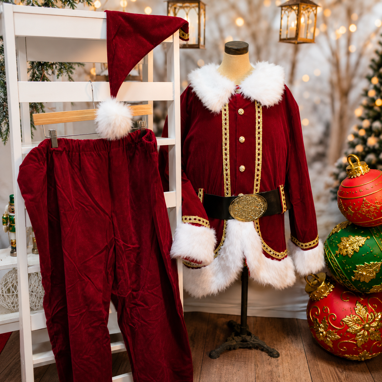 Affordable Cola Santa Suit with Peter Pan Collar - SIZE 2XL