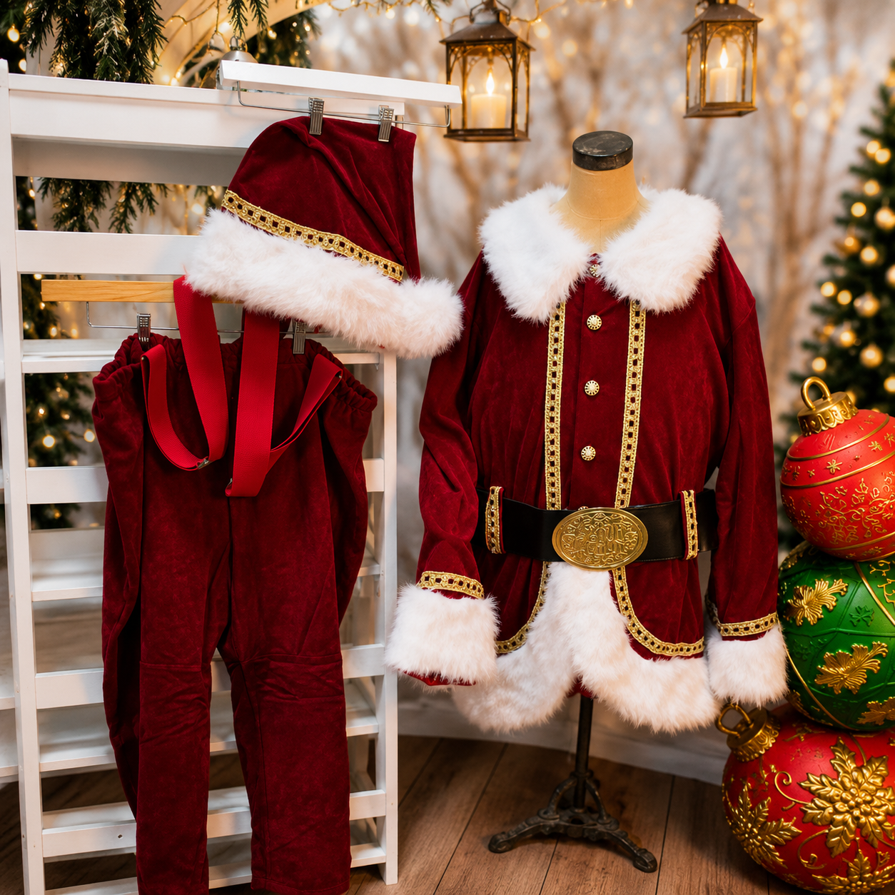 Affordable Cola Santa Suit with Peter Pan Collar - SIZE 2XL