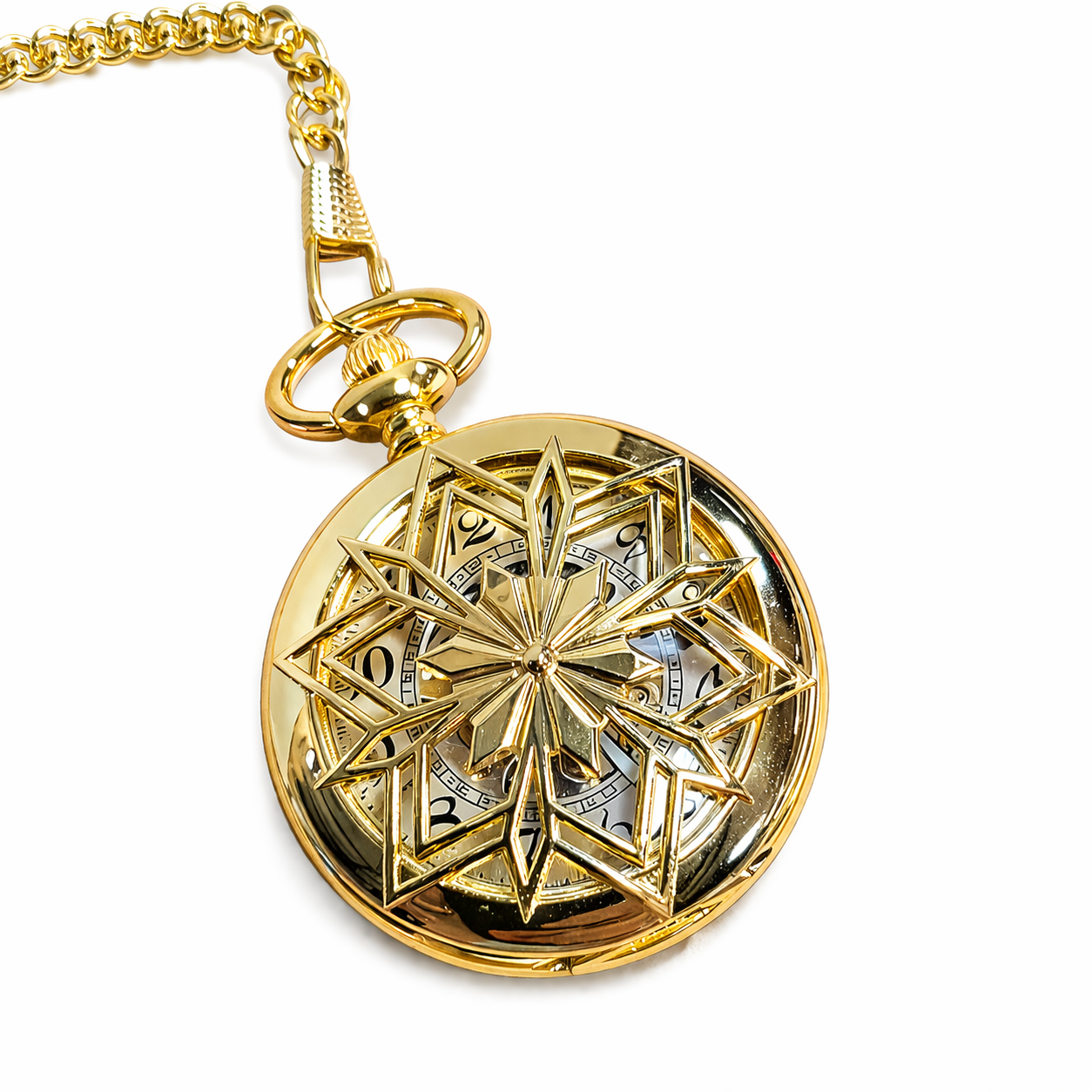 Gold Nordic Snowflake Pocket Watch for Santa Vest
