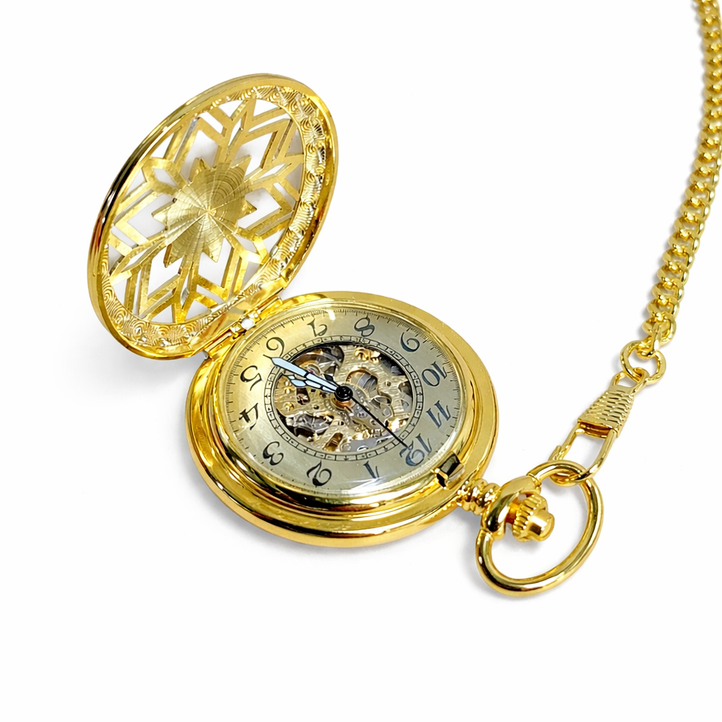 Gold Nordic Snowflake Pocket Watch for Santa Vest
