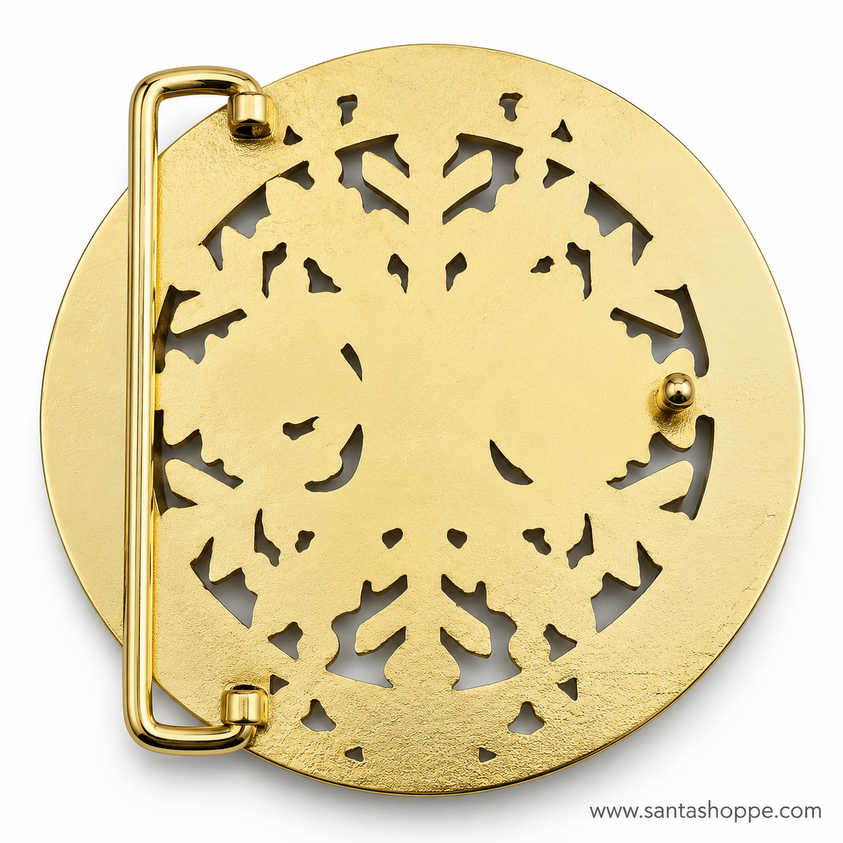 Gold SC Santa Crystal Accent Belt Buckle with Holly & Snowflake - SHIPS 10/30