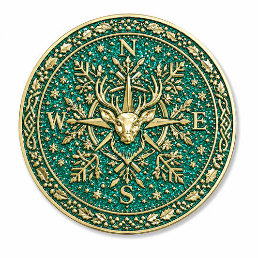 Nordic Reindeer Green Snowflake Santa Belt Buckle for up to 4" Belts