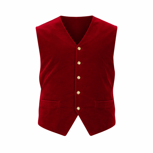 Burgundy Velvet Vest with Gold Buttons for Santa by HALCO - 2XL