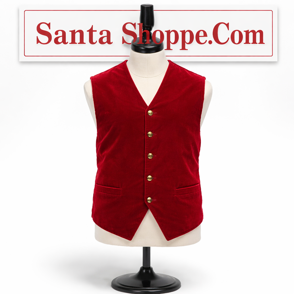 Burgundy Velvet Vest with Gold Buttons for Santa by HALCO - XL