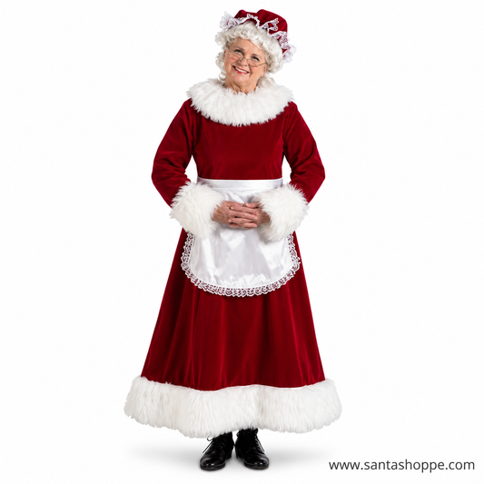 Women’s Burgundy Velvet Mrs. Claus Dress Costume - Large