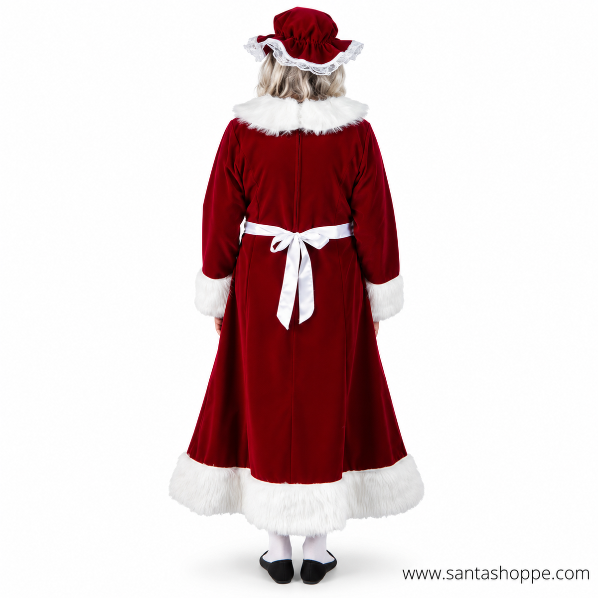 Women’s Burgundy Velvet Mrs. Claus Dress Costume - Large