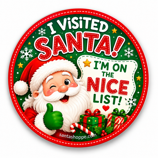 100 Individual Die Cut Good List Santa Visit Stickers