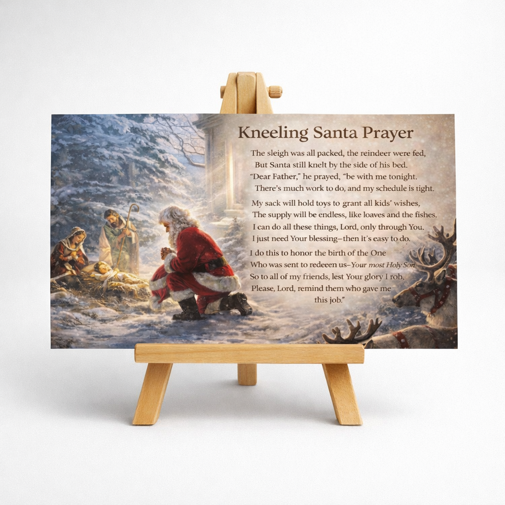 Kneeling Santa Prayer Cards - Pack of 10