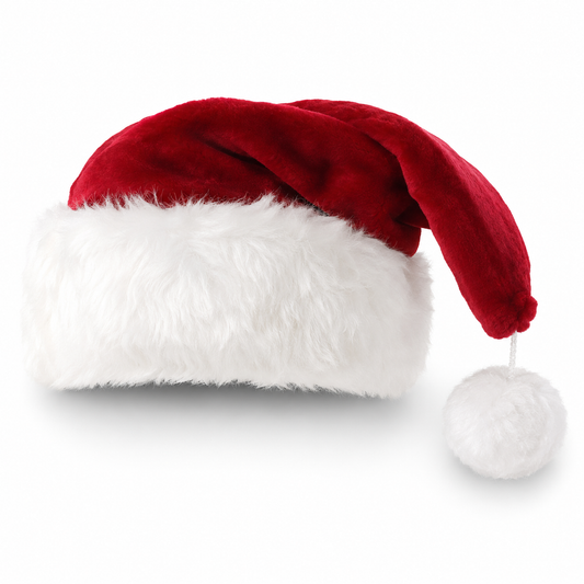 Deep Red Premium Plush Velvet Hat with Fir by Santa Shoppe **BEST SELLER**