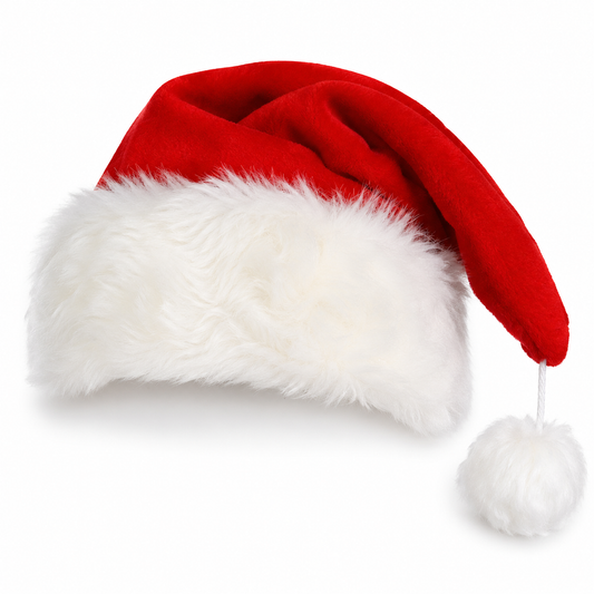 Traditional Red Professional Plush Velvet Hat with Fir by Santa Shoppe