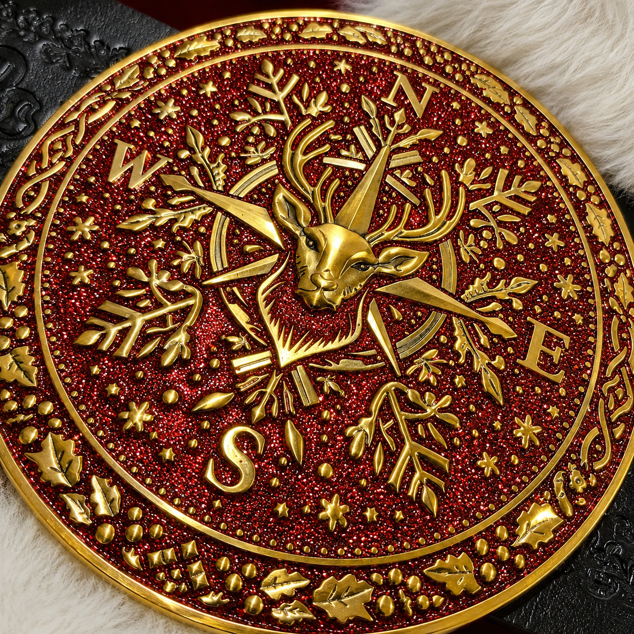 Nordic Reindeer Red Snowflake Santa Belt Buckle for up to 4" Belts