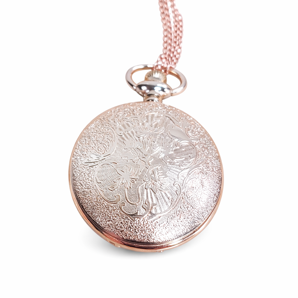 Red and Green Jeweled Rose Gold Pocket Watch for Santa