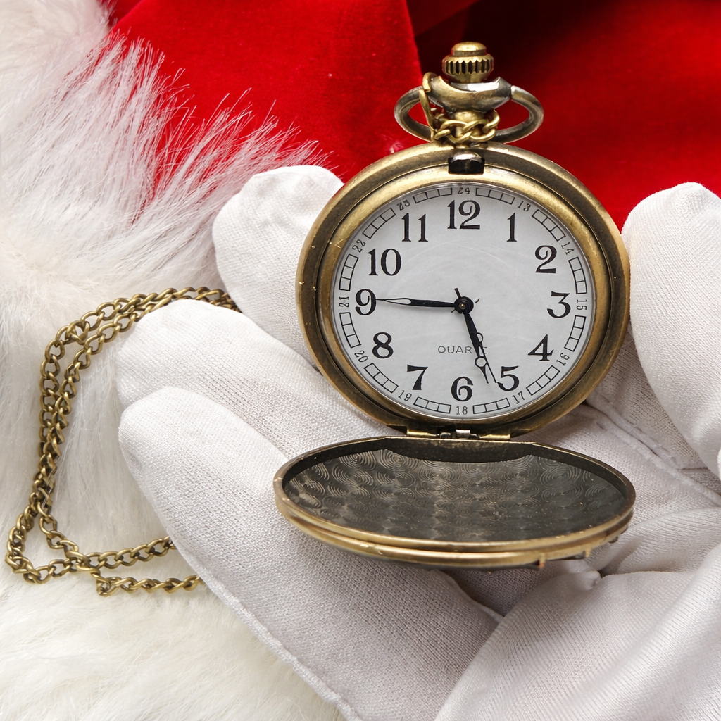 Red Reindeer Pocket Watch for Santa Visits and Suits