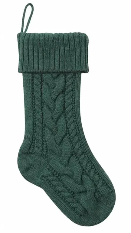 Green Knitted Wool Christmas Stocking 