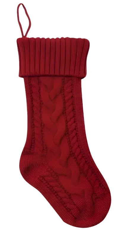 Red Knit Wool Christmas Stocking 