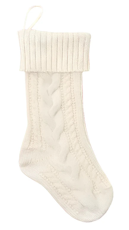 Ivory Knitted Wool Christmas Stocking 