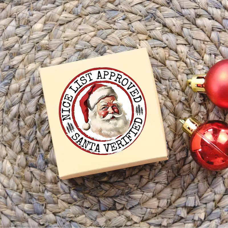 96 Santa Nice List Round Stickers for Children During Visits