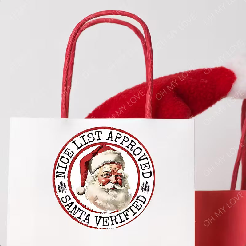 96 Santa Nice List Round Stickers for Children During Visits