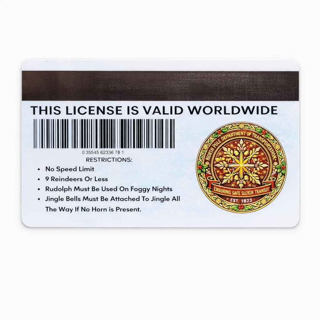 Santa Claus Drivers License - You can personalize picture - Set of 3