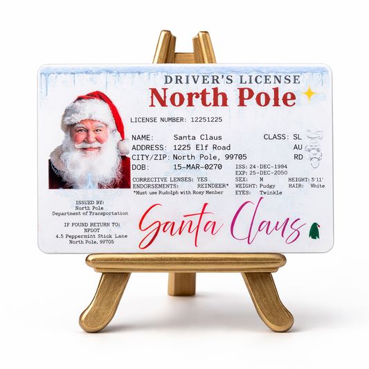 Santa Claus Drivers License - You can personalize picture - Set of 3