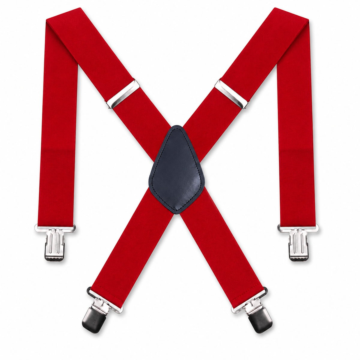 Red Wide Suspenders with clips for Elastic Santa Pants