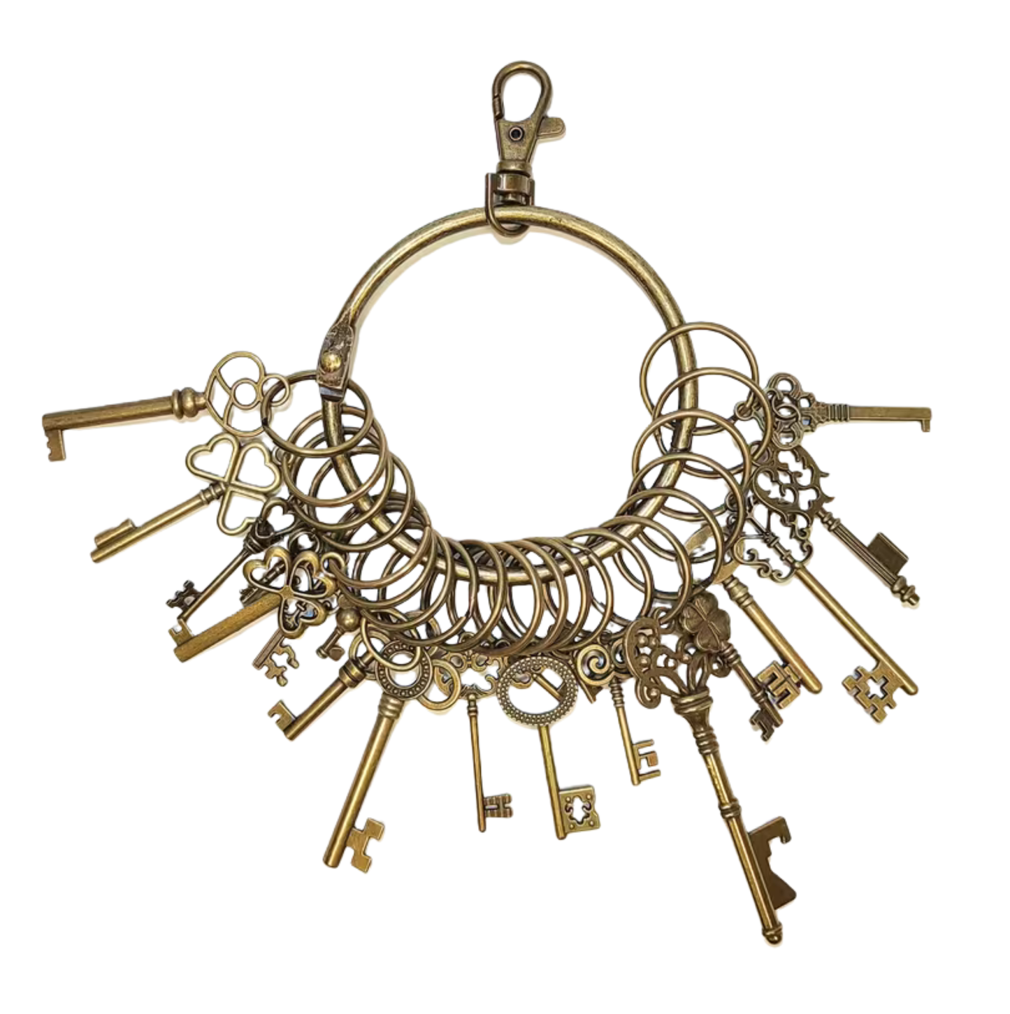 Large 18 Piece Keyring with Replica Antique Keys for Santa
