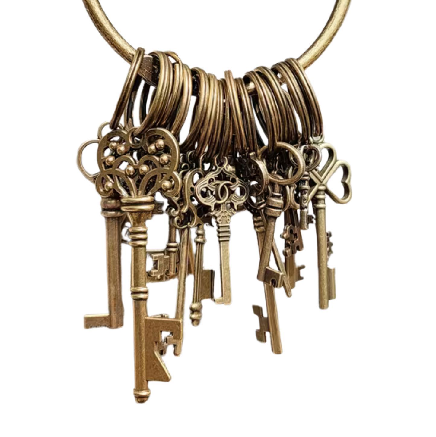 Large 18 Piece Keyring with Replica Antique Keys for Santa