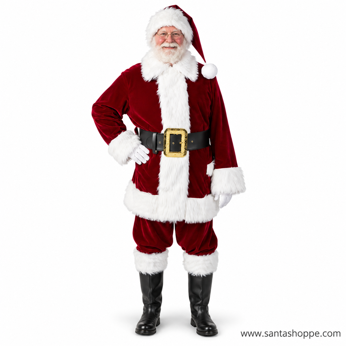 Men's Burgundy Velvet Santa Suit with Overalls Costume - XL