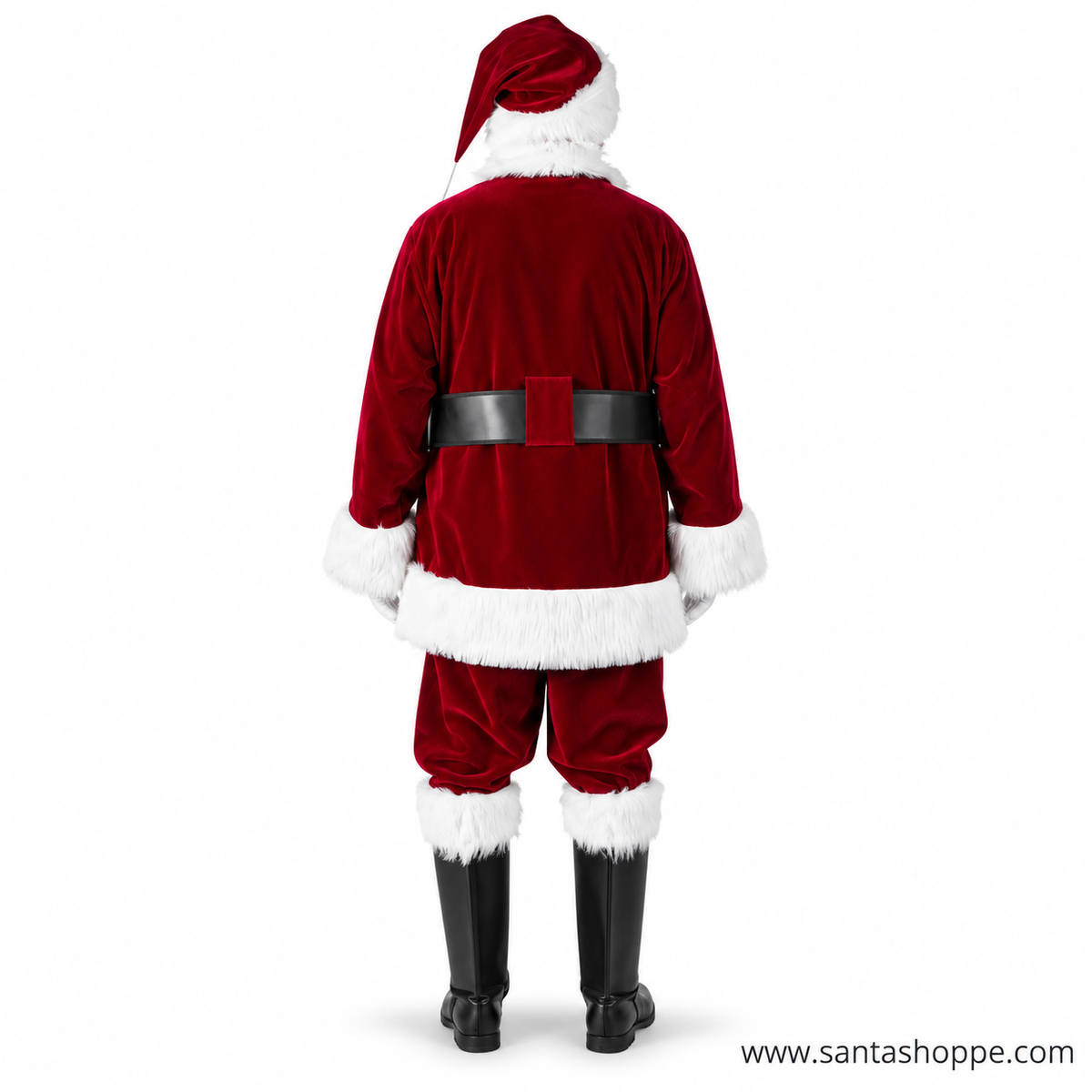 Men's Burgundy Velvet Santa Suit with Overalls Costume - XL
