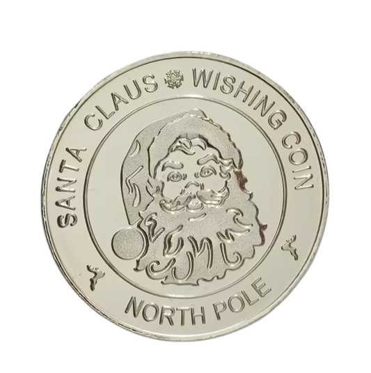 10 Santa Silver Wishing Coins in Plastic Cases for Santa Visits
