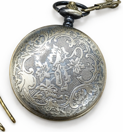 Santa and Reindeer Pocket Watch Necklace – Antique Bronze