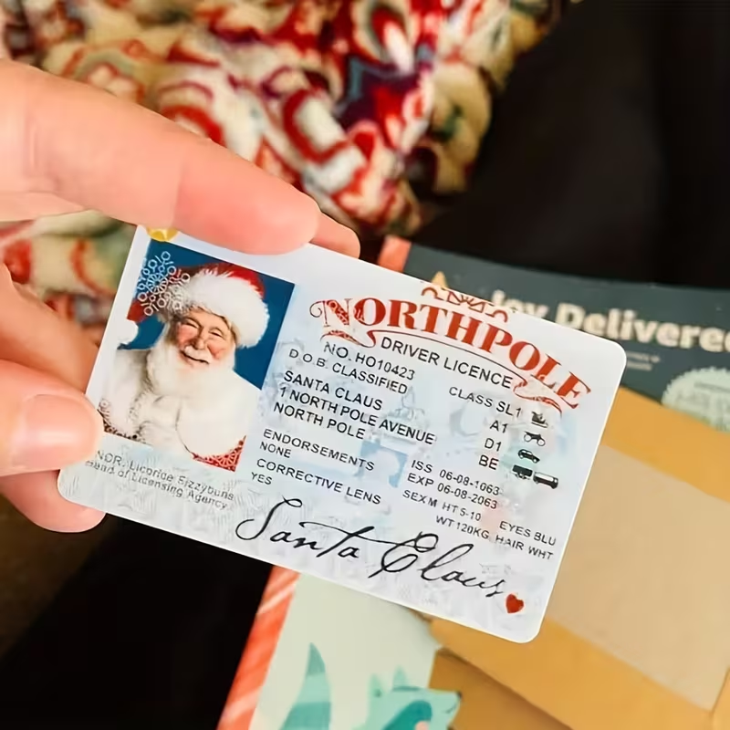 Set of 5 Santa Licenses for Santa Evidence To Be "dropped" and "found"