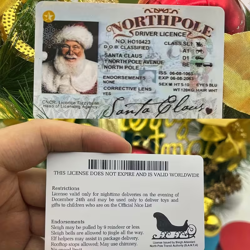 Set of 5 Santa Licenses for Santa Evidence To Be "dropped" and "found"
