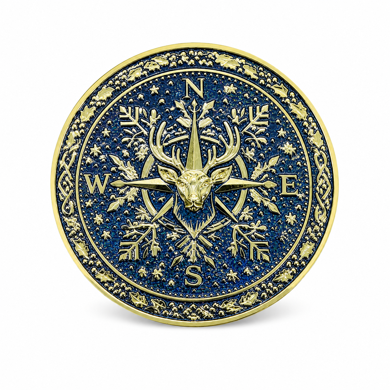 Nordic Aurora Borealis with Shiny Gold Santa Belt Buckle for up to 4" Belt