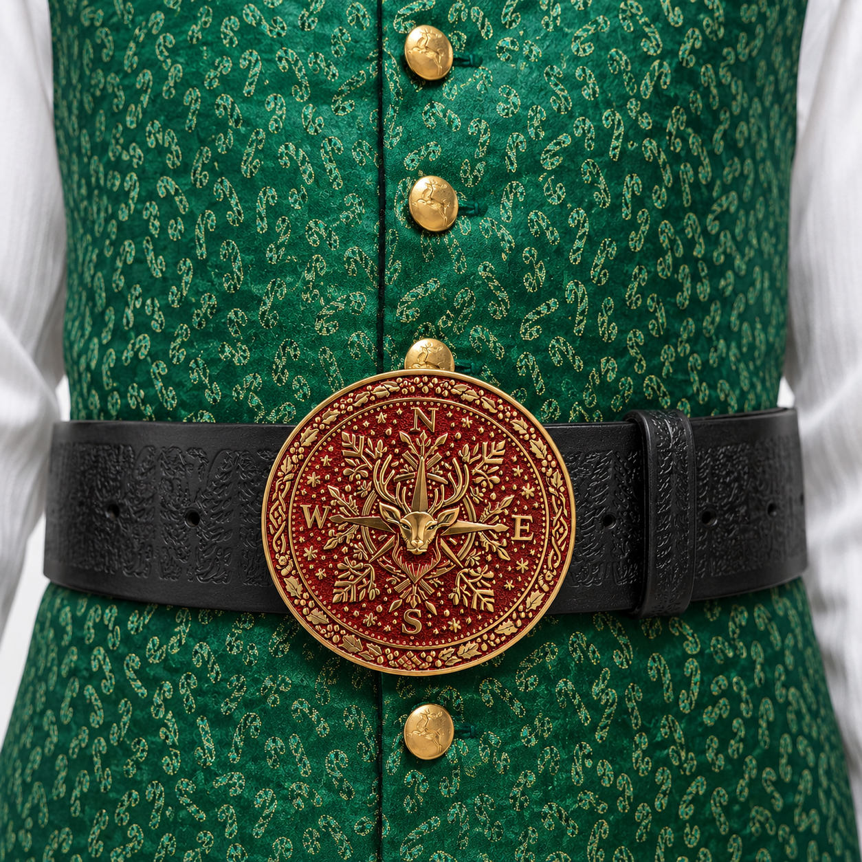 Nordic Reindeer Red Snowflake Santa Belt Buckle for up to 4" Belts