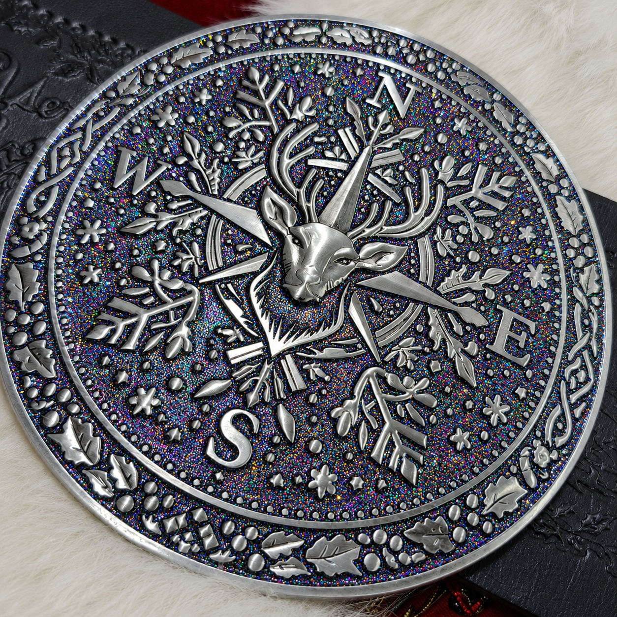 Nordic Aurora Borealis in Silver Santa Belt Buckle for up to 4" Belt
