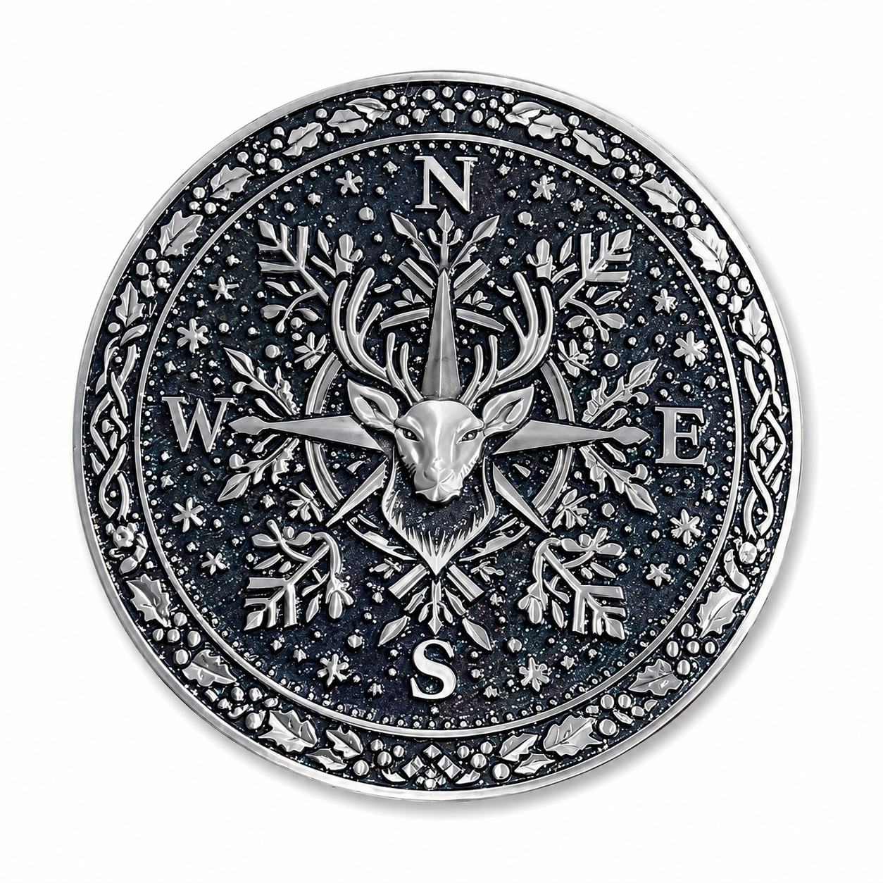 Nordic Aurora Borealis in Silver Santa Belt Buckle for up to 4" Belt