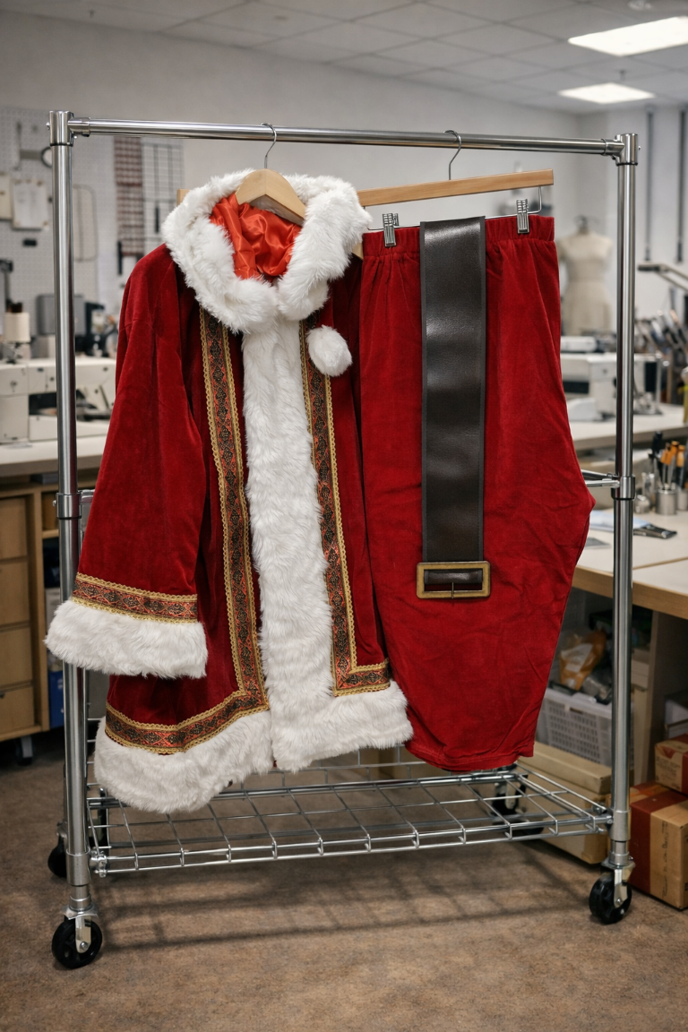 Hooded Santa Suit with Brocade Trim and Hat - XL