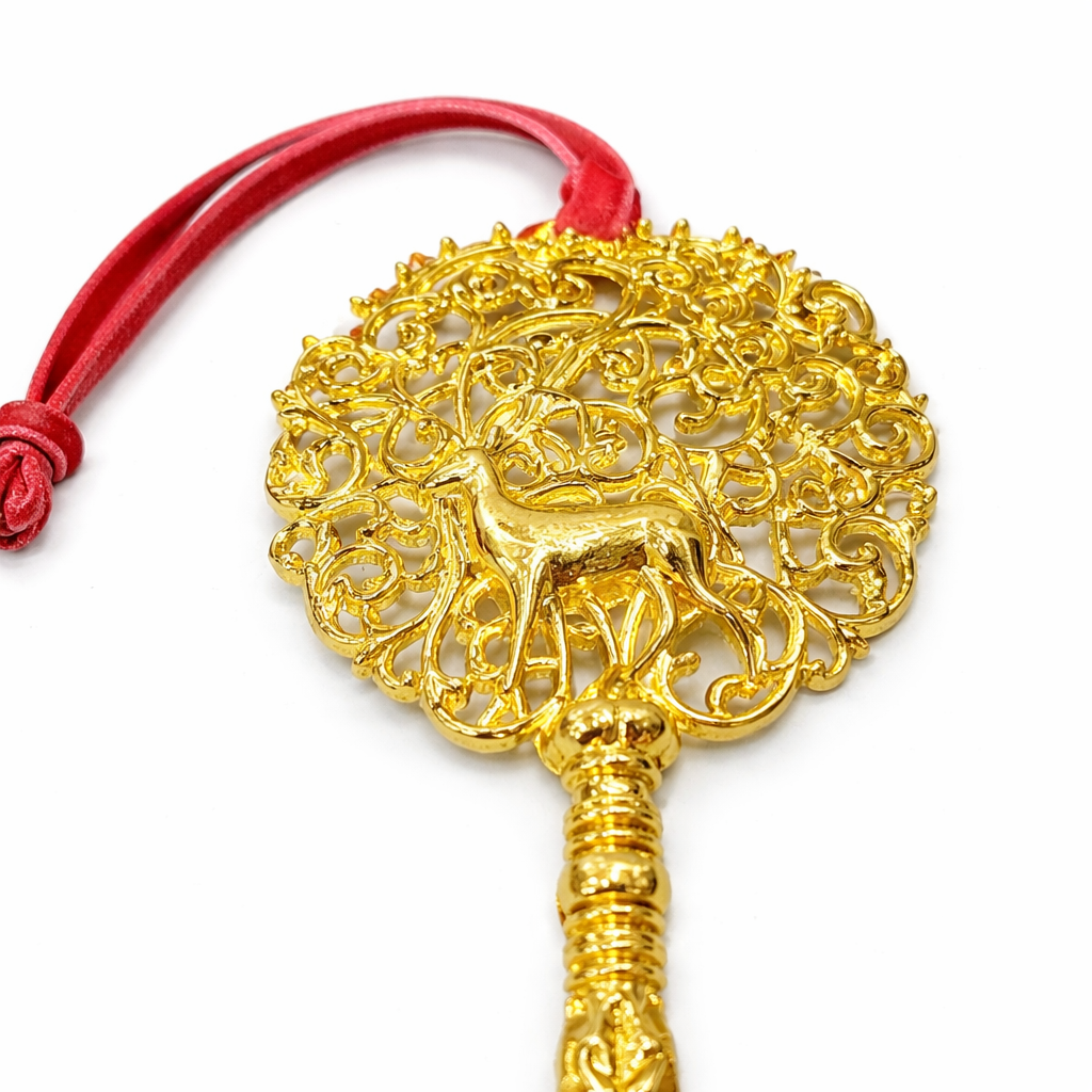 Golden Santa Magic Key with Reindeer Filagree - 7"